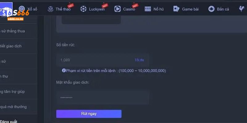 Rút Tiền S666 - Hướng Dẫn Quy Trình 4 Bước Chi Tiết Nhất 3 Sử dụng liên kết chính thống để truy cập rút thưởng S666